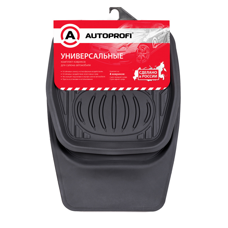 Коврики резиновые "AUTOPROFI" универсальные, черные, (комплект 4 шт.),   "Автопрофи"