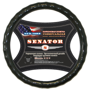 Оплетка на руль виниловая SENATOR New York "M"(d-38см) (карбон) "AZARD" (1/1)