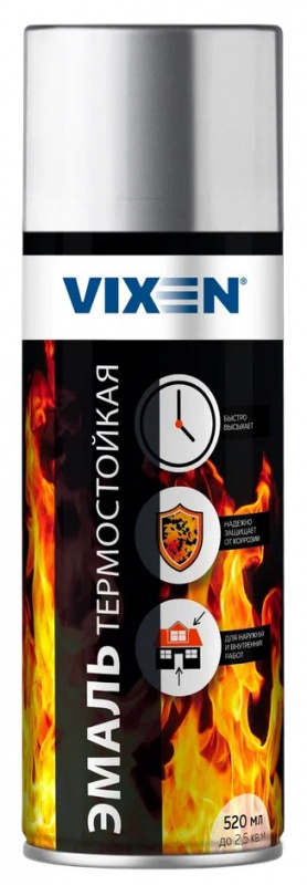 Эмаль термостойкая Серебристая 520мл VIXEN  (1/12)