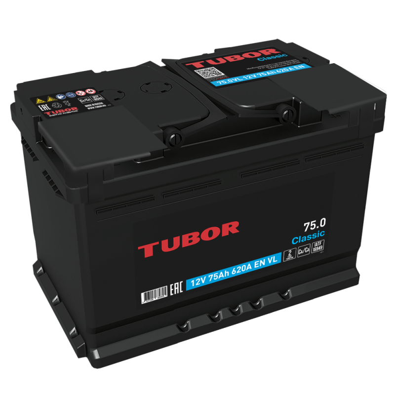 Аккум. TUBOR CLASSIC 6СТ-75.0 VL евро 620А (278х175х190)