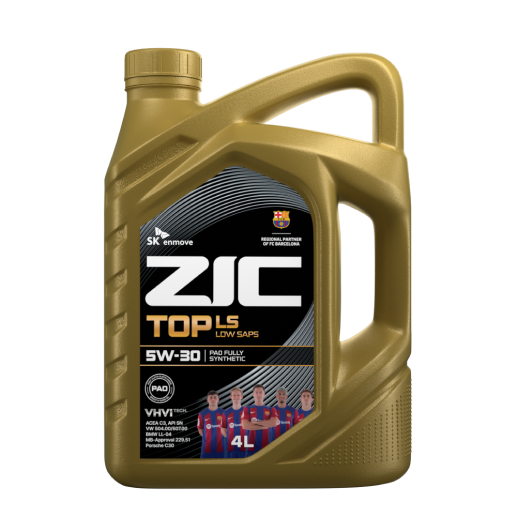 ZIC масло мотор. TOP LS 5/30 SN/С3 (синтетика PAO 100%)  4л (1/4)