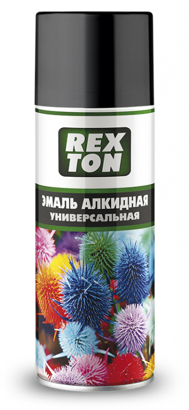 REXTON Эмаль универсальная алкидная (черная глянцевая)  520мл  (1/12)