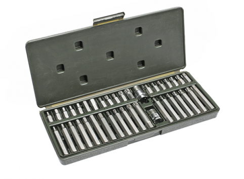 Набор вставок 3/8 Torx + Spline шестигр-ки 40 пр.(L=30 и 75мм с переходниками 1/2 и 3/8) ДТ (1/10)