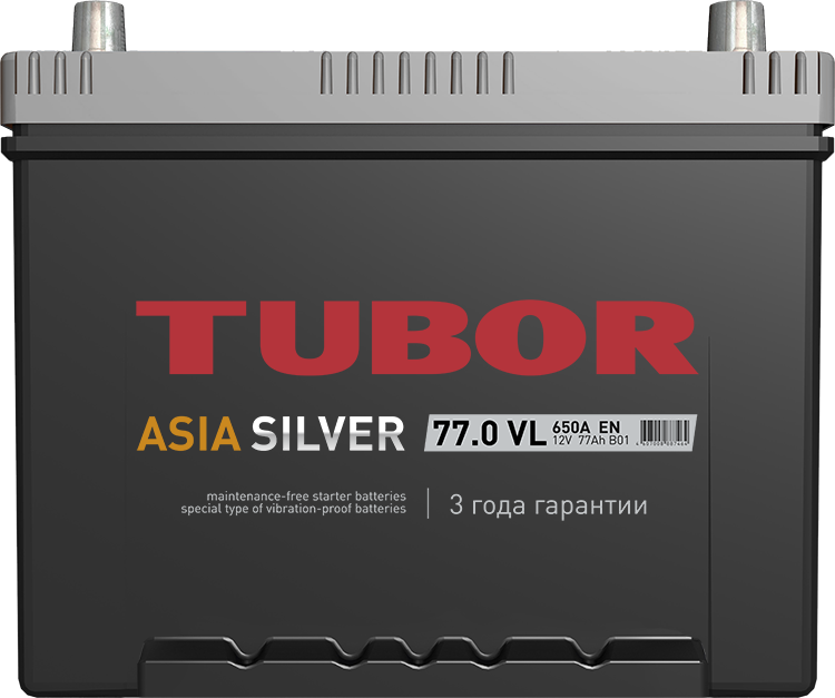 Аккум. TUBOR ASIA SILVER 6СТ-77.0 VL  евро 650А (258*171*221) 