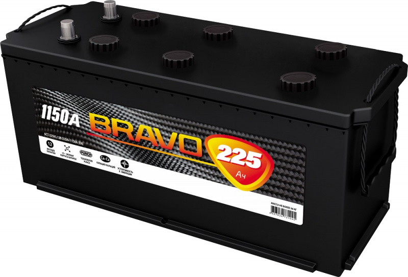 Аккум. BRAVO 225 а/ч 1150А (зал.обрат) плюс лево (518х274х242)