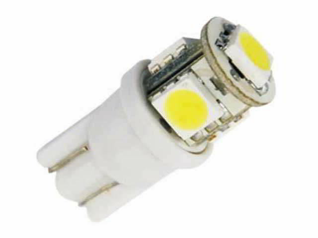 Светодиод для повор. и стоп сигн. 12V T10 5SMD W2.1*9.5D WHITE (1/10)